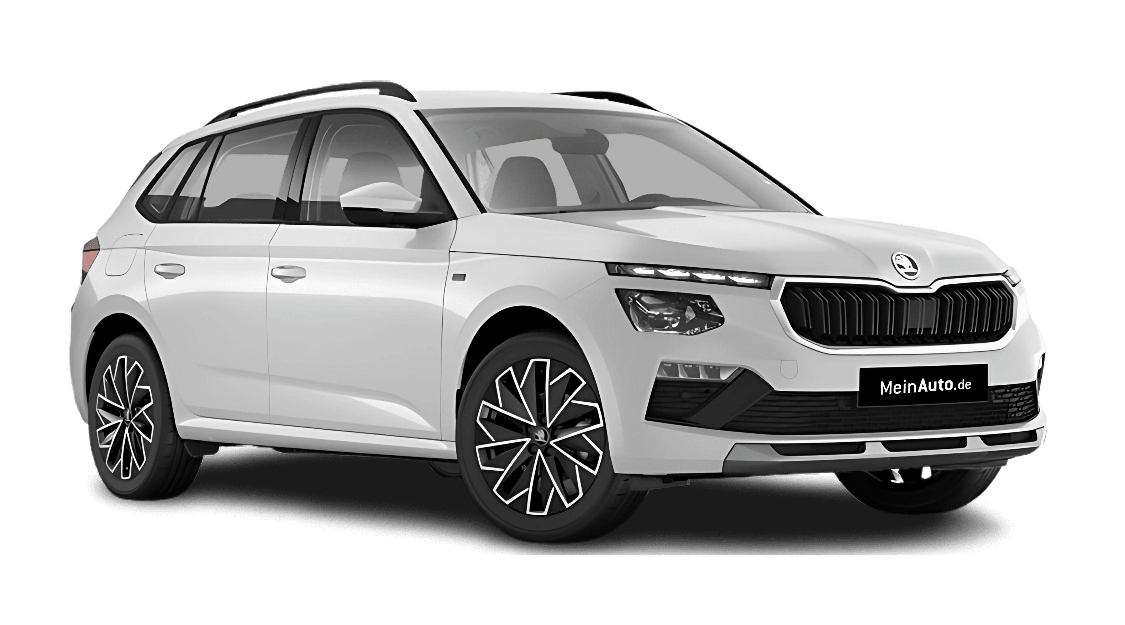 Schräge Frontansicht eines Skoda Kamiq, freigestellt