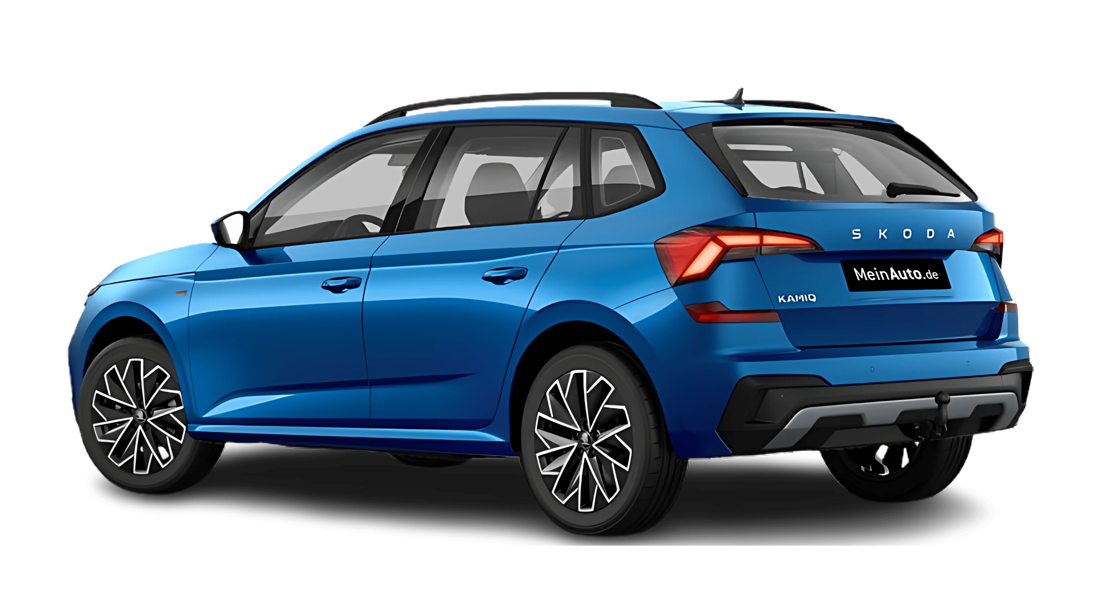 Schräge Heckansicht eines Skoda Kamiq, freigestellt