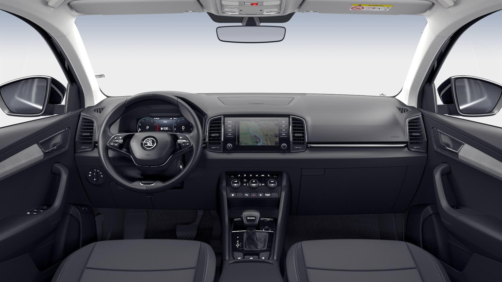 Ansicht des Armaturenbretts eines Skoda Karoq