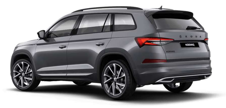 Schräge Heckansicht auf einen Skoda Kodiaq, freigestellt