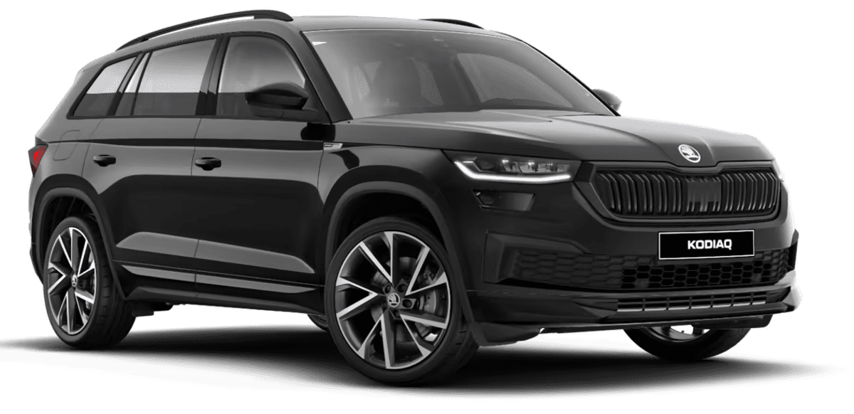 Schräge Frontansicht auf einen Skoda Kodiaq, freigestellt