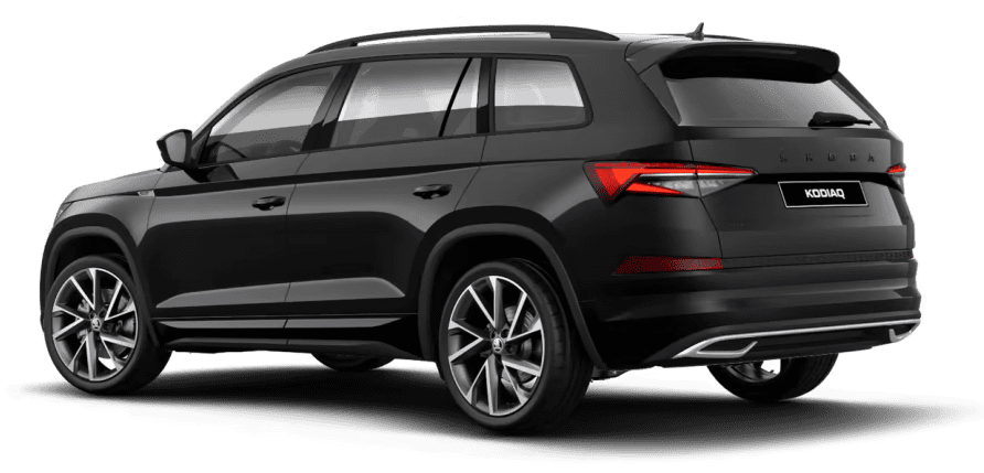 Schräge Heckansicht auf einen Skoda Kodiaq, freigestellt