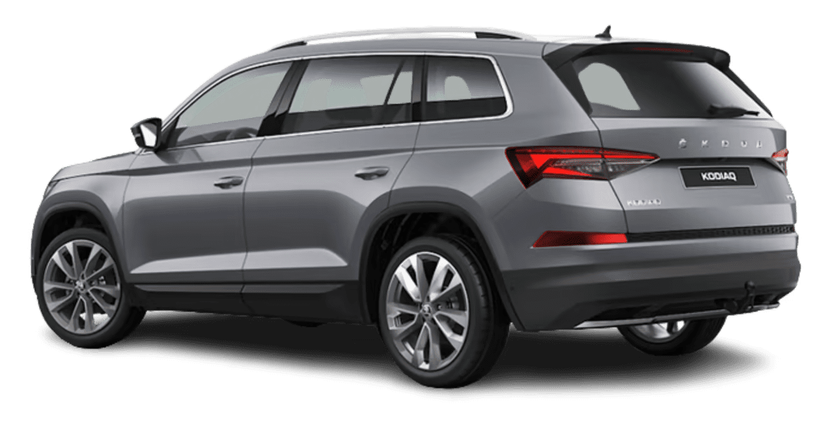 Schräge Heckansicht auf einen Skoda Kodiaq, freigestellt