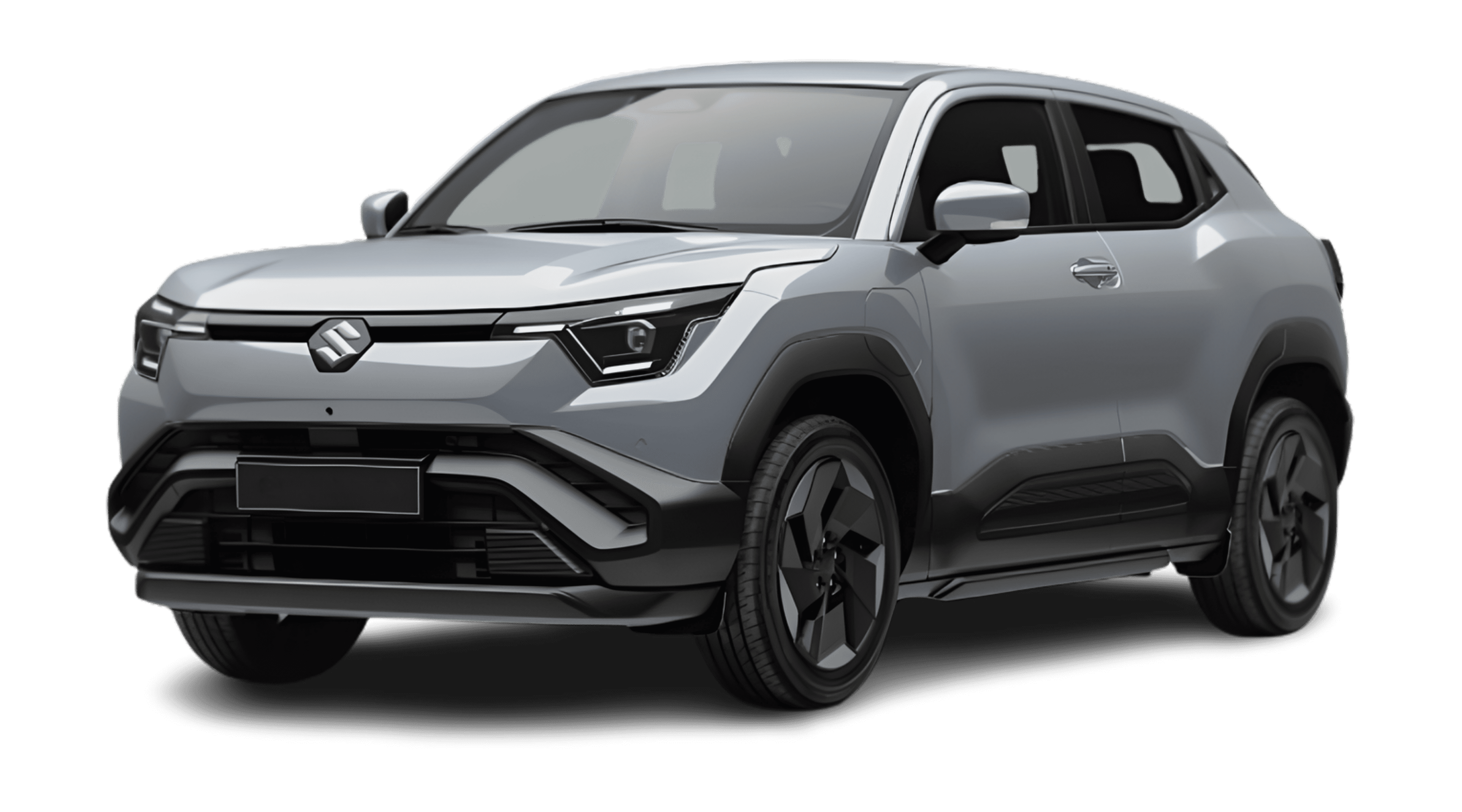 Schräge Frontansicht eines Suzuki e Vitara, freigestellt