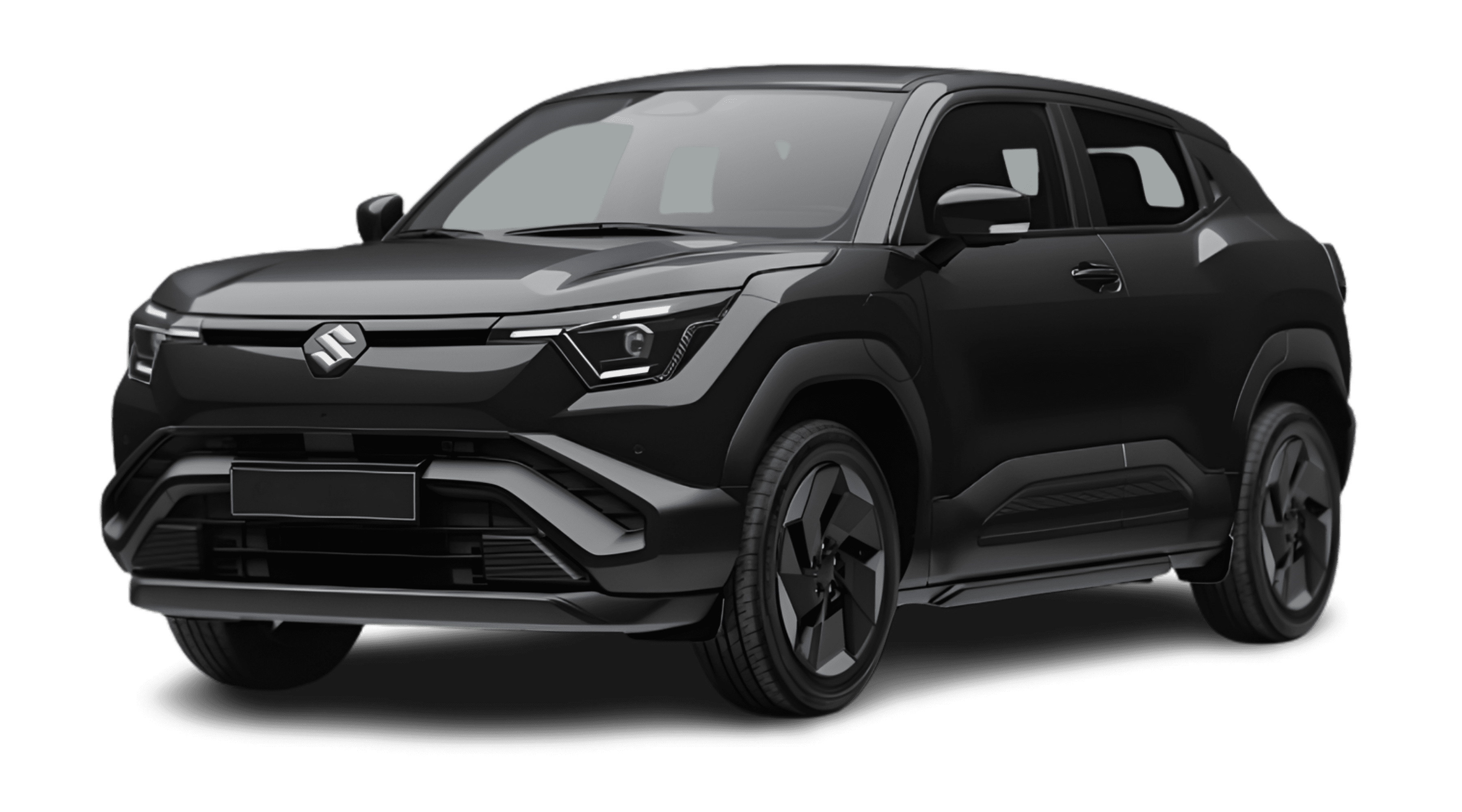 Schräge Frontansicht eines Suzuki e Vitara, freigestellt