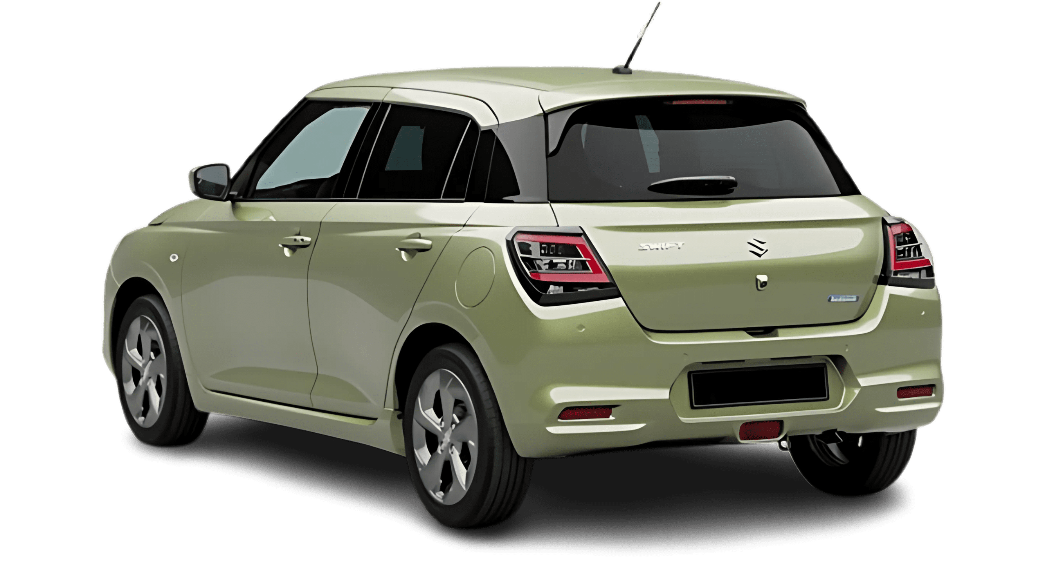 Schräge Heckansicht auf einen Suzuki Swift, freigestellt