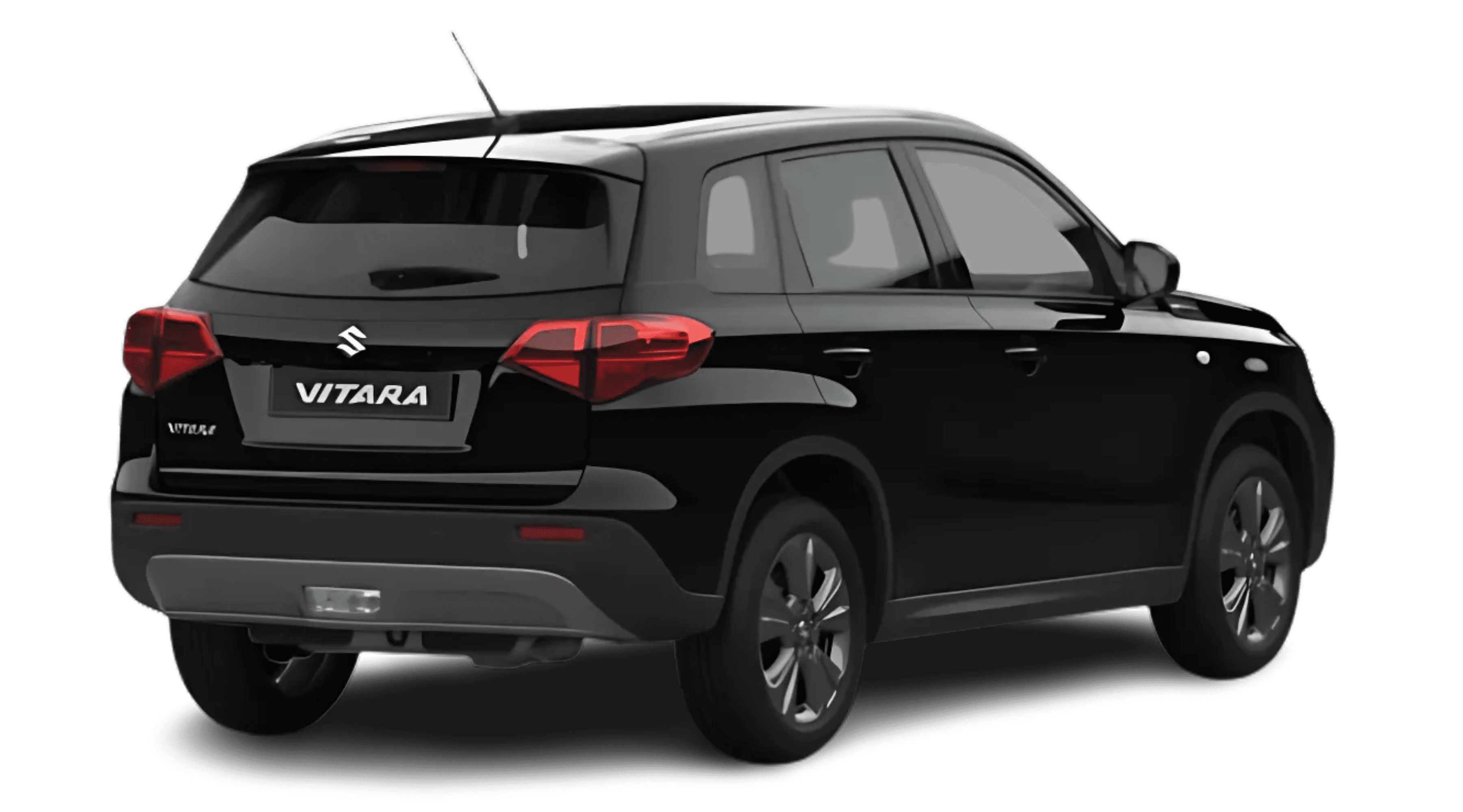 Schräge Heckansicht auf einen Suzuki Vitara, freigestellt