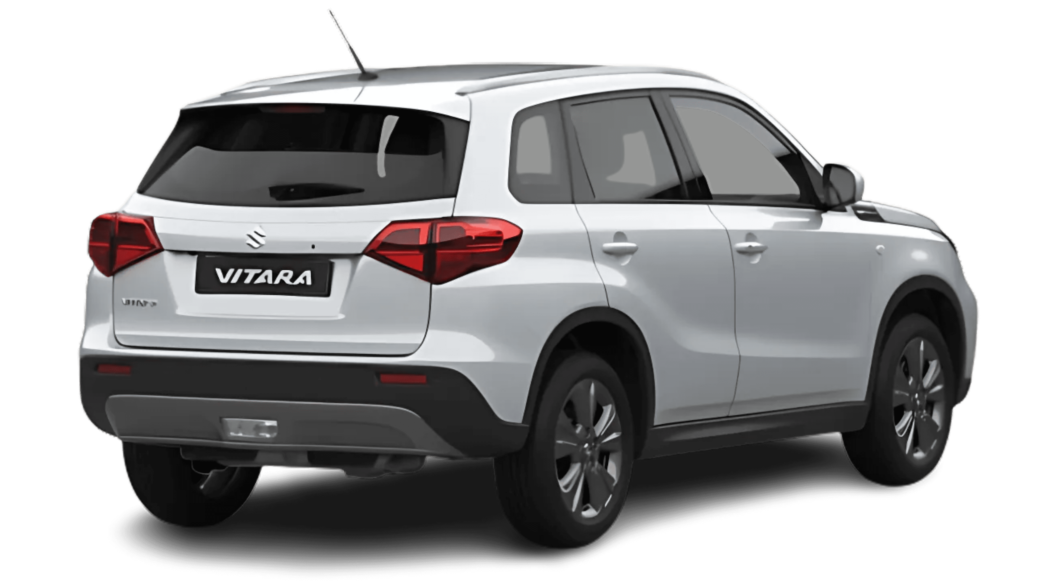 Schräge Heckansicht auf einen Suzuki Vitara, freigestellt