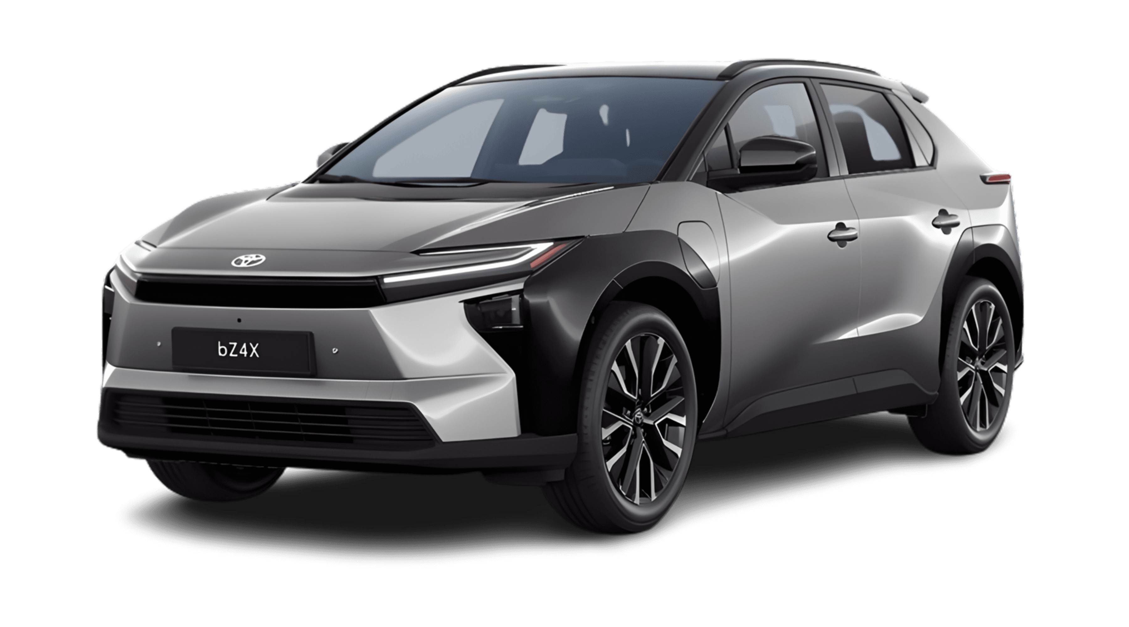 Schräge Frontansicht eines Toyota bZ4X, freigestellt