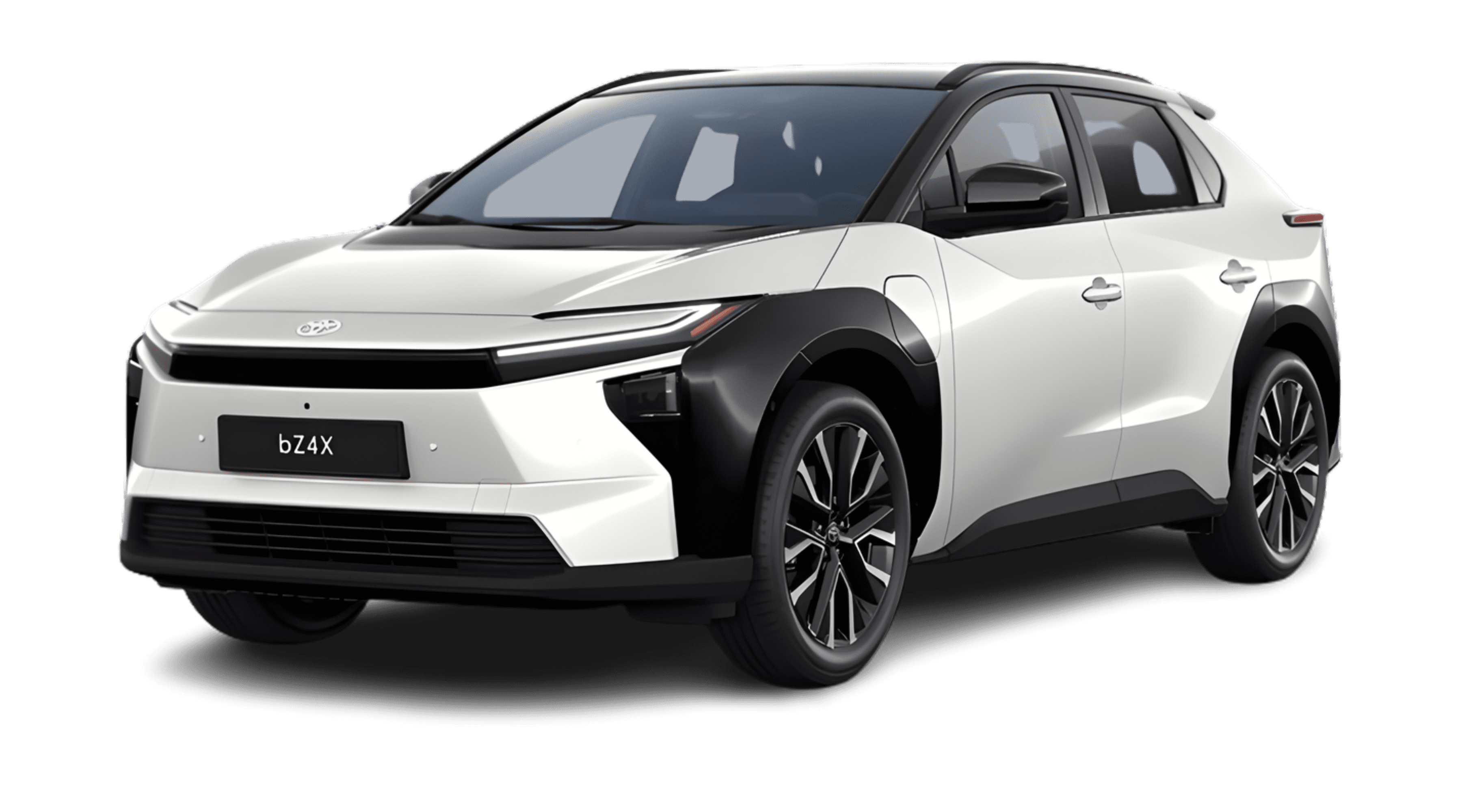 Schräge Frontansicht eines Toyota bZ4X, freigestellt