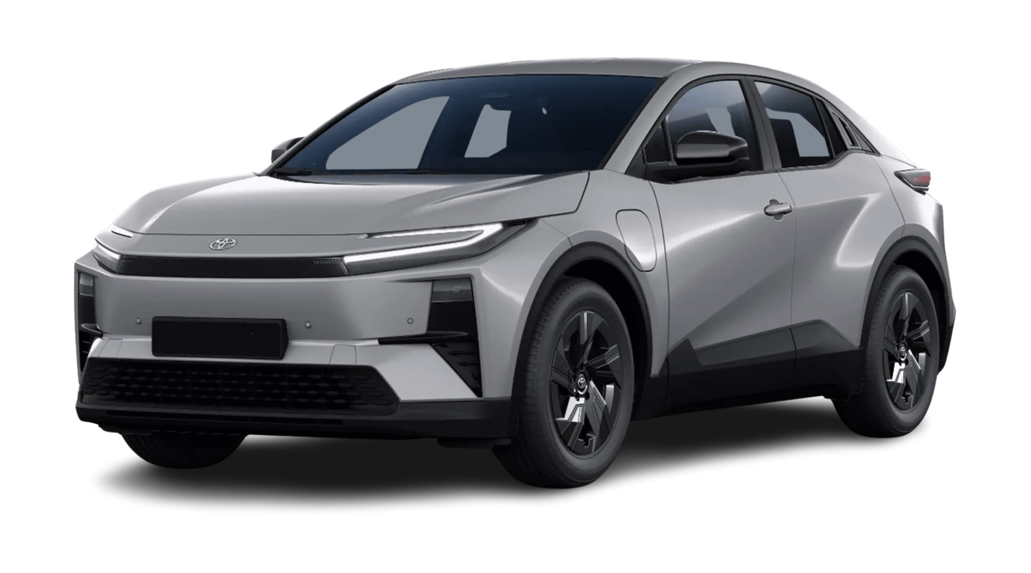 Schräge Frontansicht eines Toyota C-HR+, freigestellt