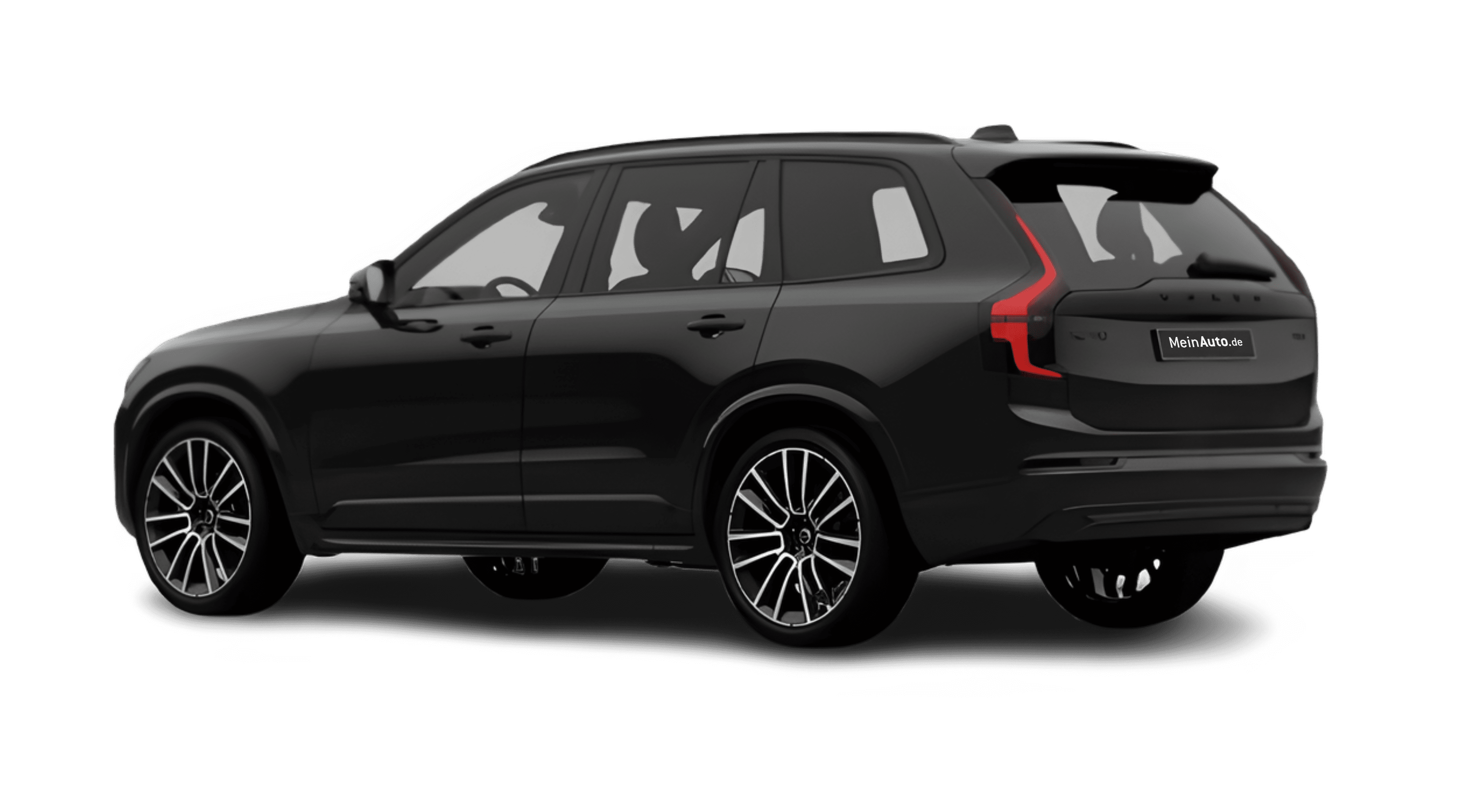Schräge Heckansicht auf einen Volvo XC90, freigestellt