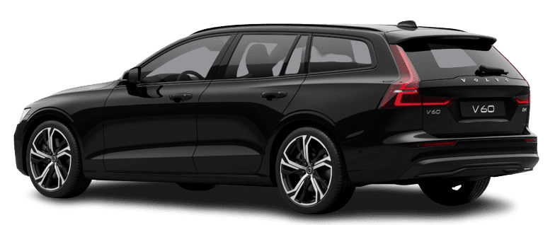 Schräge Heckansicht auf einen Volvo V60, freigestellt