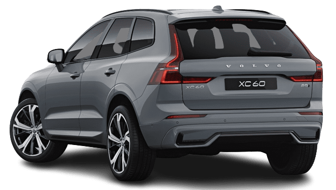 Schräge Heckansicht auf einen Volvo XC60, freigestellt