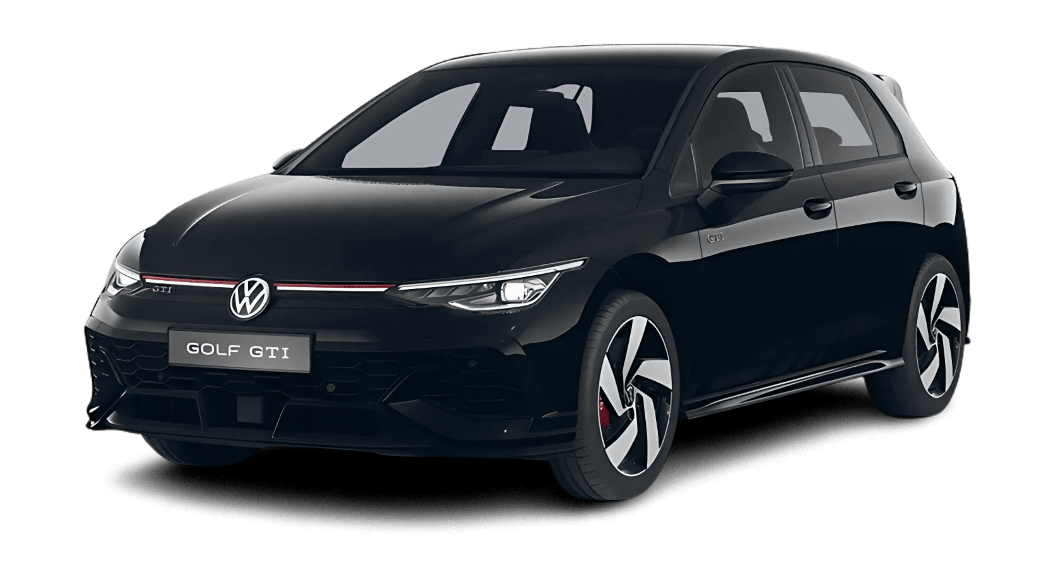 Schräge Frontansicht eines Volkswagen Golf, freigestellt