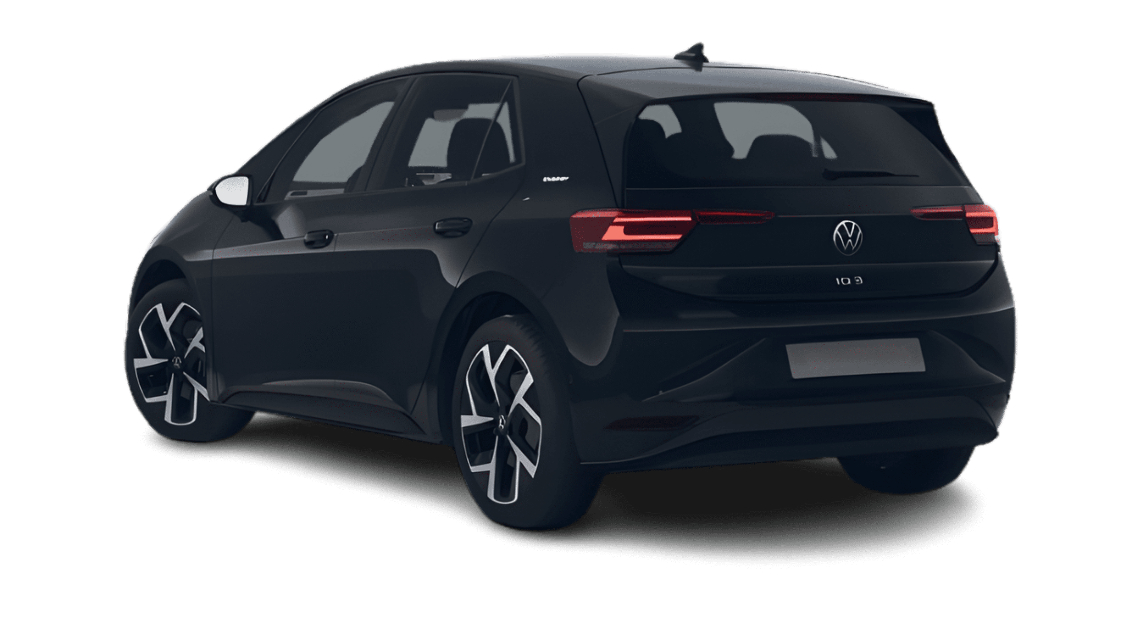 Schräge Heckansicht eines Volkswagen ID.3, freigestellt