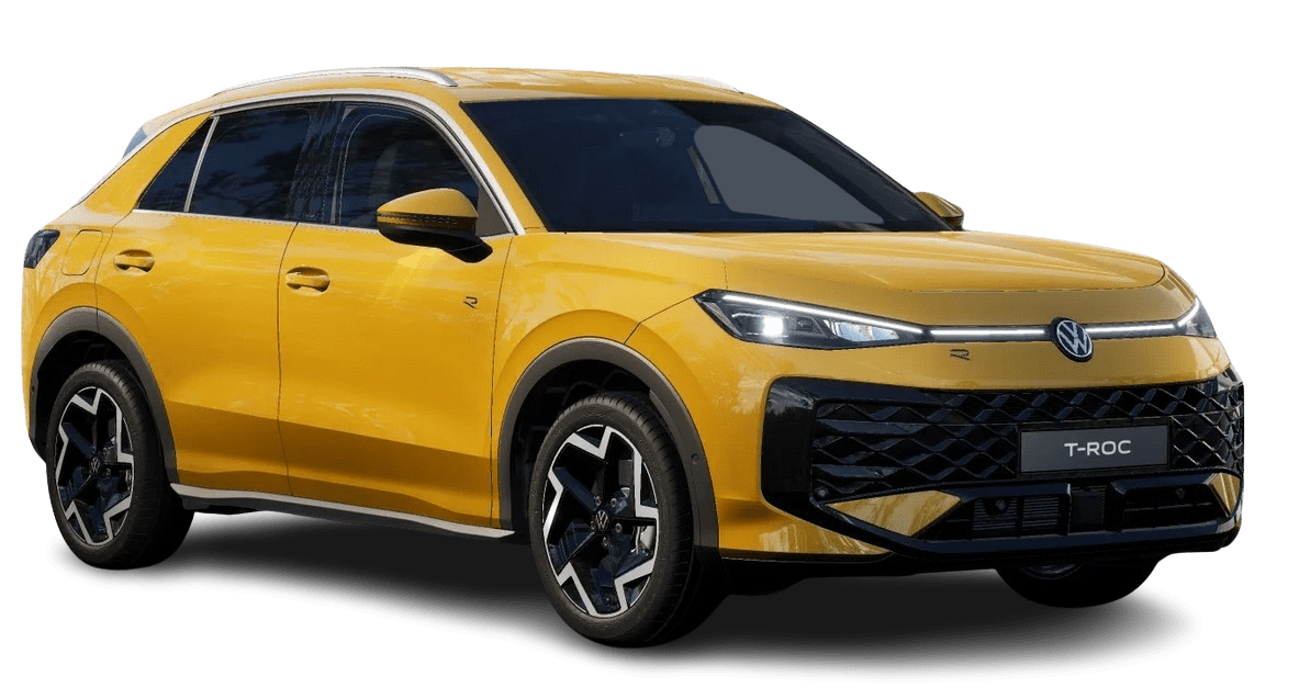 Schräge Frontansicht eines Volkswagen T-Roc, freigestellt