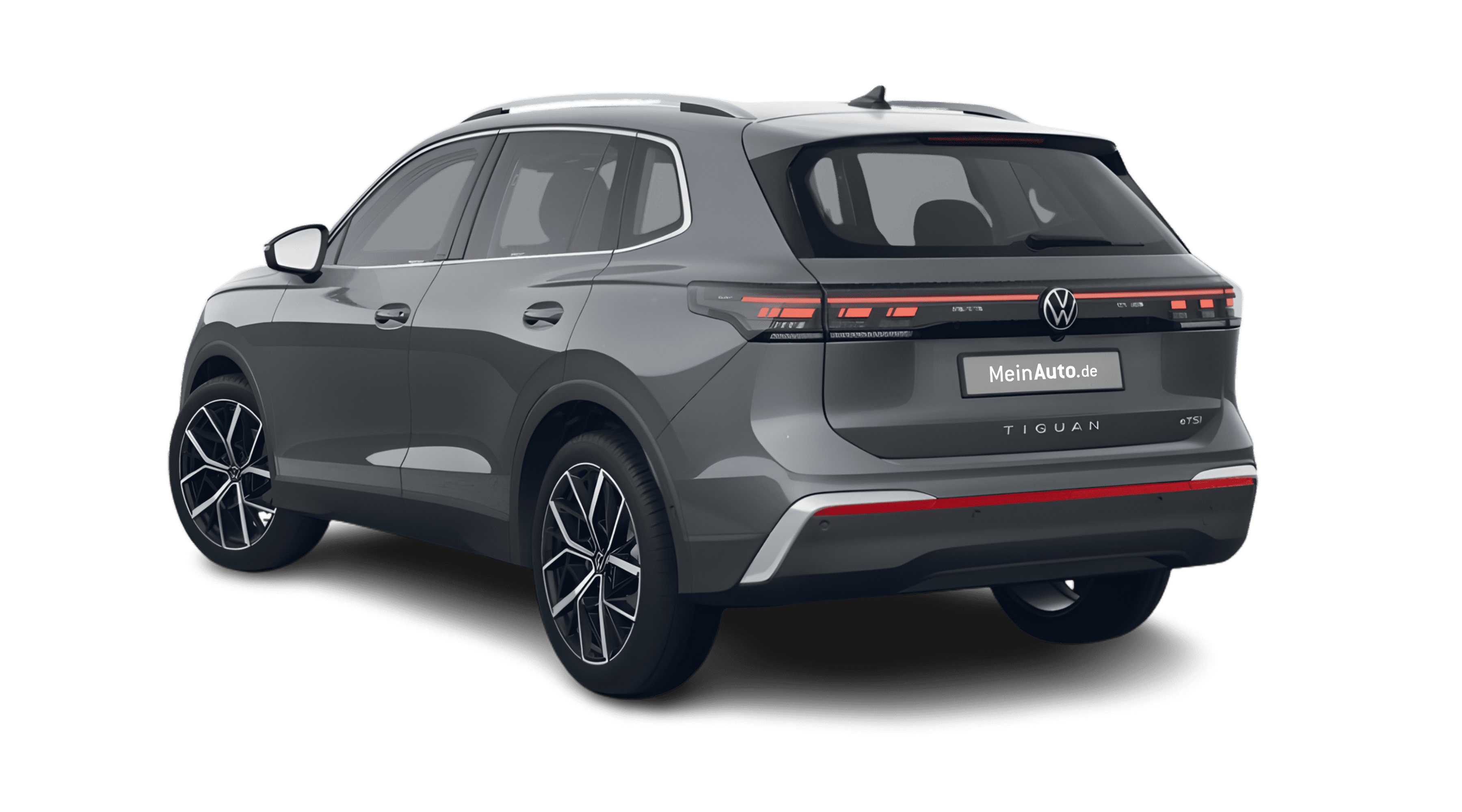 Schräge Heckansicht eines Volkswagen Tiguan, freigestellt