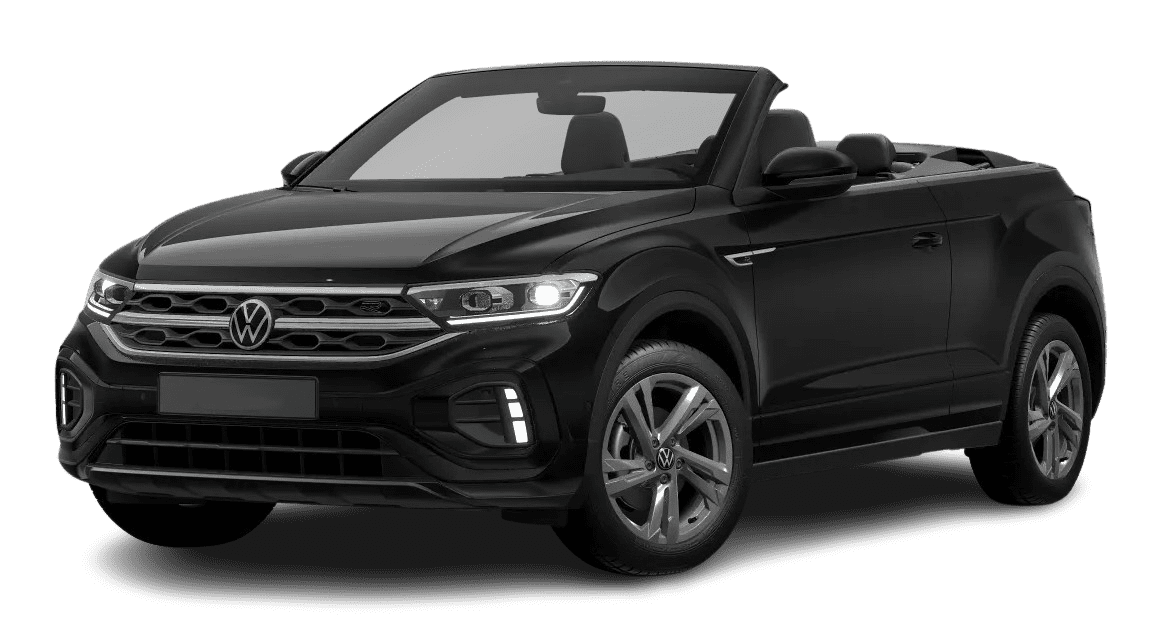 Schräge Frontansicht auf einen Volkswagen T-Roc, freigestellt