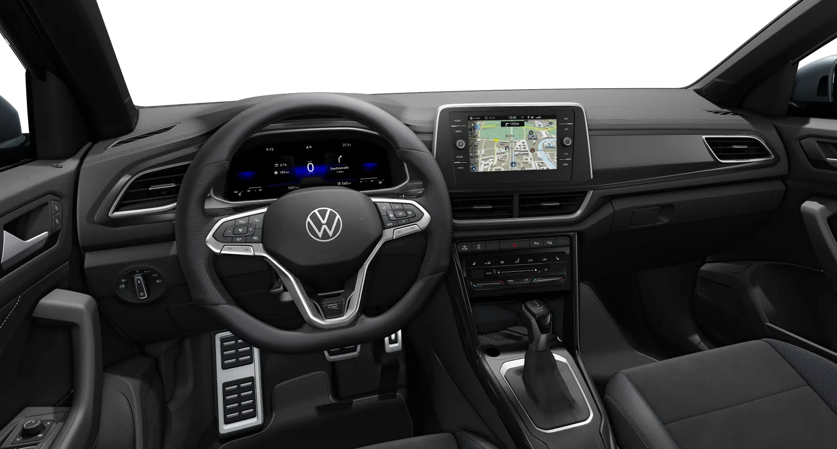 Ansicht des Armaturenbretts eines Volkswagen T-Roc