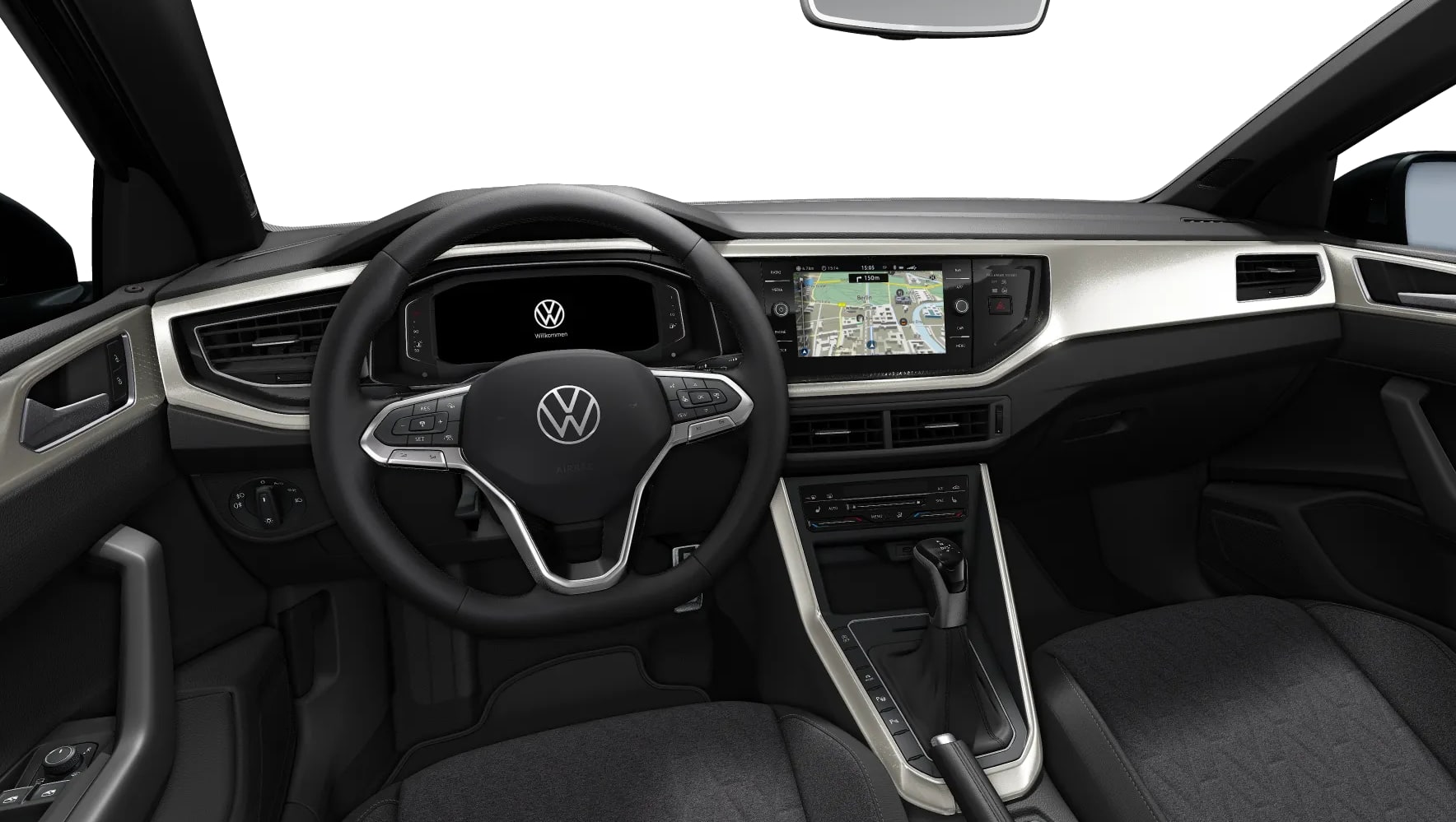 Ansicht des Armaturenbretts eines Volkswagen Taigo
