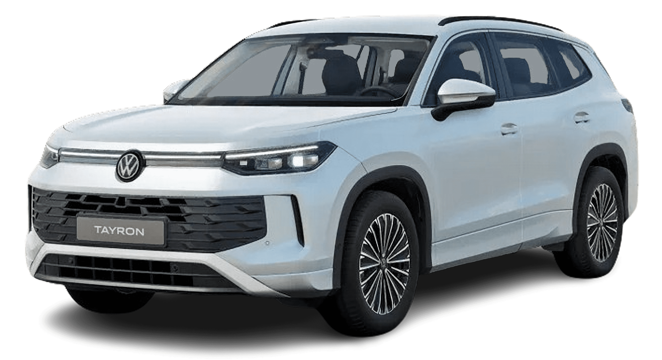 Schräge Frontansicht eines Volkswagen Tayron, freigestellt