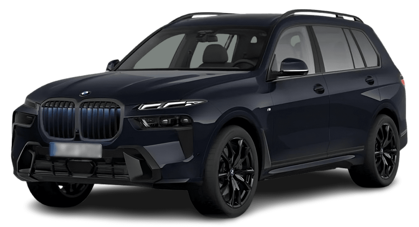 Schräge Frontansicht auf einen BMW X7, freigestellt
