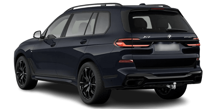Schräge Heckansicht auf einen BMW X7, freigestellt