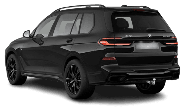 Schräge Heckansicht auf einen BMW X7, freigestellt