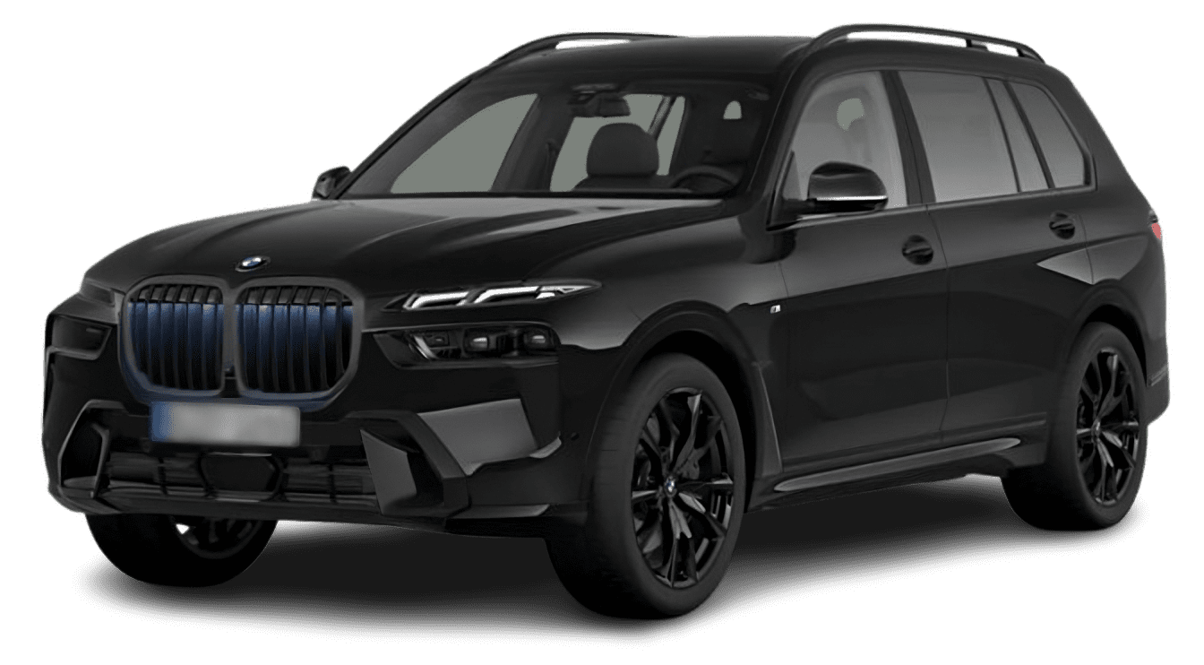 Schräge Frontansicht auf einen BMW X7, freigestellt