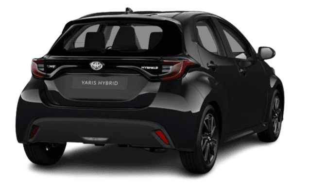 Schräge Heckansicht auf einen Toyota Yaris, freigestellt