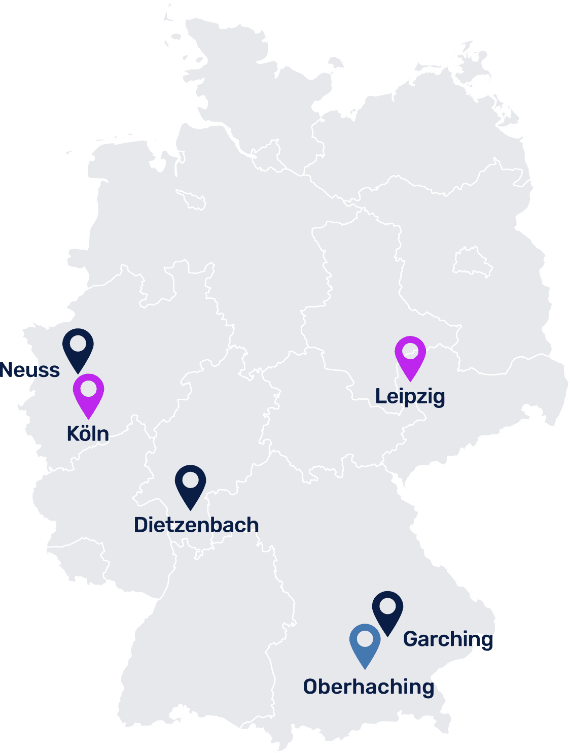 Deutschlandkarte mit markierten Standorten