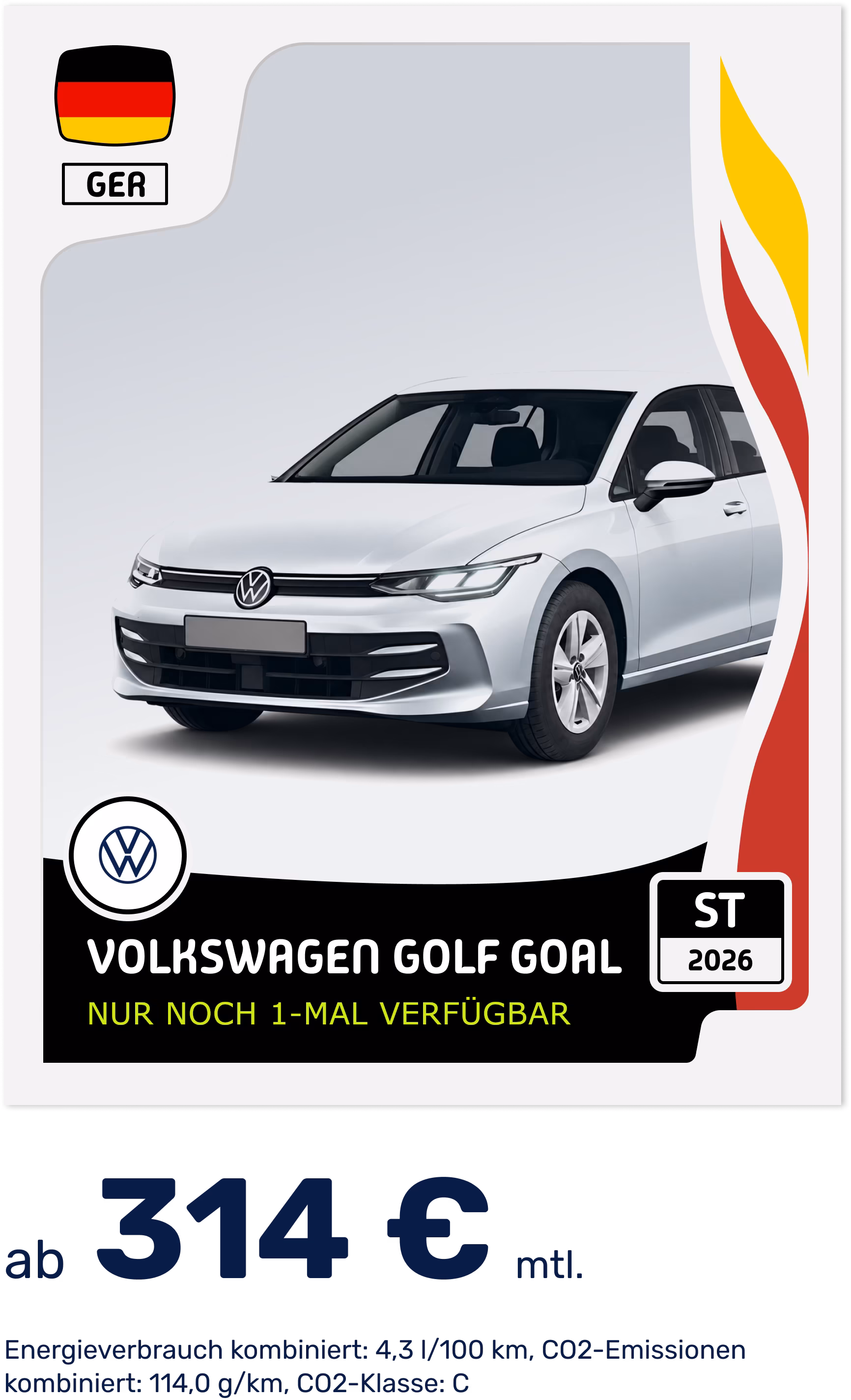 WM 2026 | Deal-Card - Panini-Sticker - VW Golf Goal
